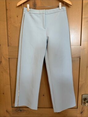 Zara Light Blue Kids Wide-Leg Trousers with Metallic Side Trim